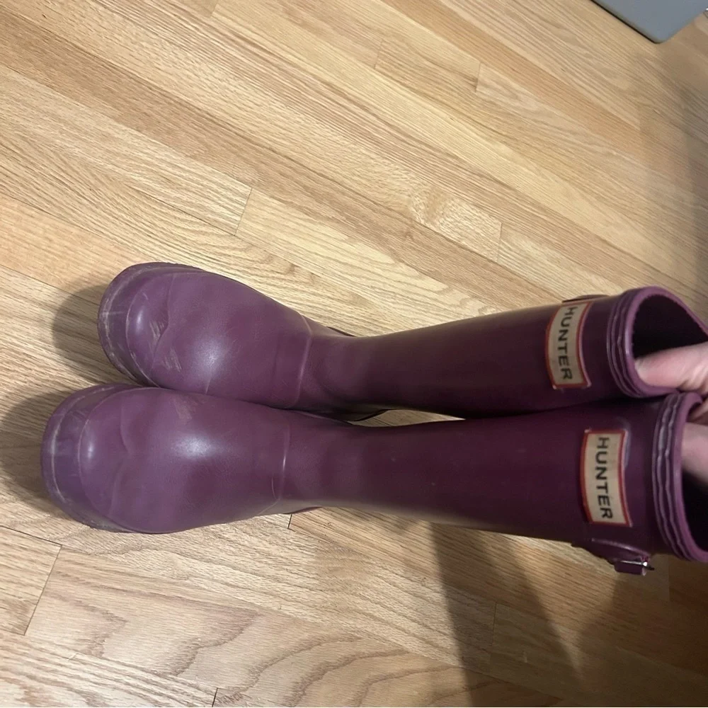Hunter Tall Purple Rain Boots Sz 4 Girls Pull Up Kids